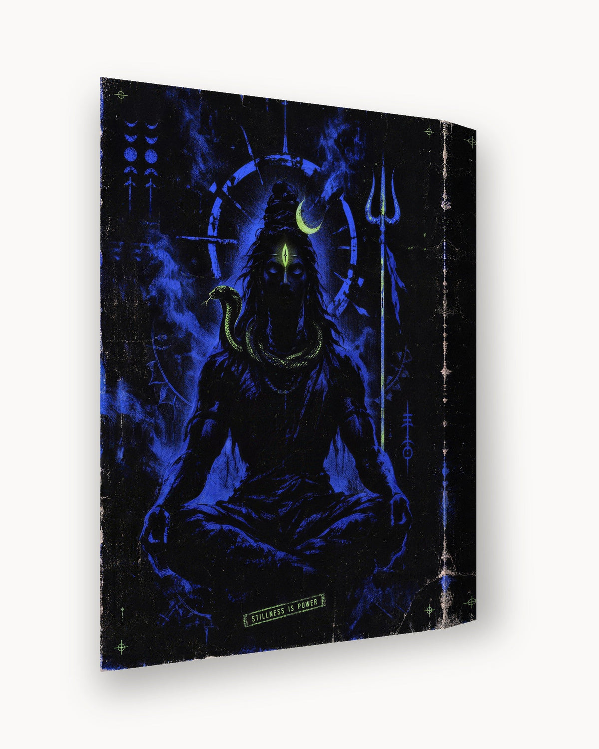 Stillness Is Power – Shiva canvas, canvas edge close-up