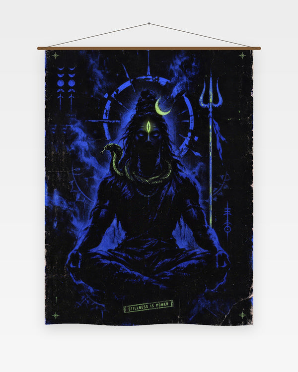 Stillness Is Power — Shiva Tapestry