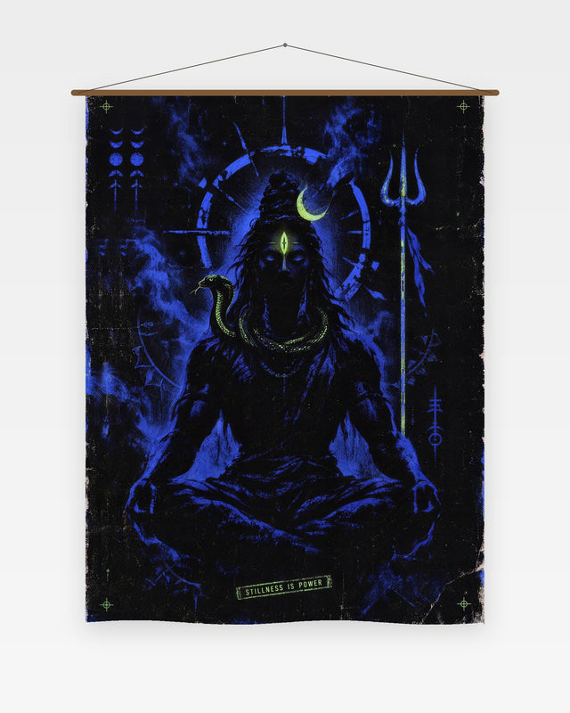 Stillness Is Power — Shiva Tapestry