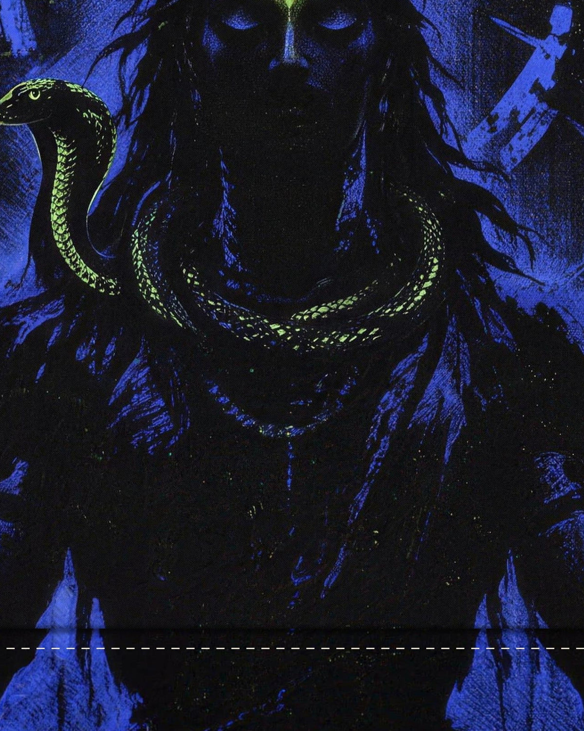 Stillness Is Power – Shiva tapestry, fabric close-up