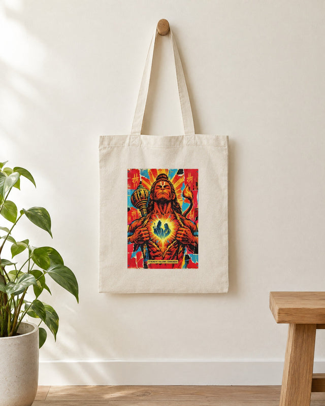Strength Follows Surrender — Hanuman Tote Bag