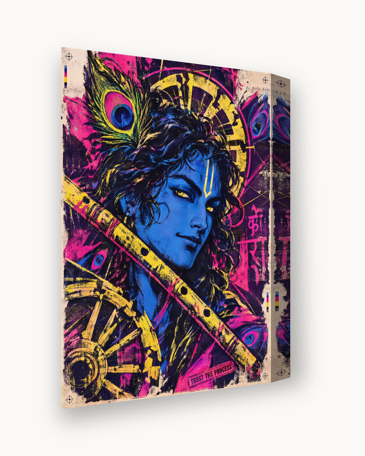 Trust The Process – Krishna canvas, canvas edge close-up