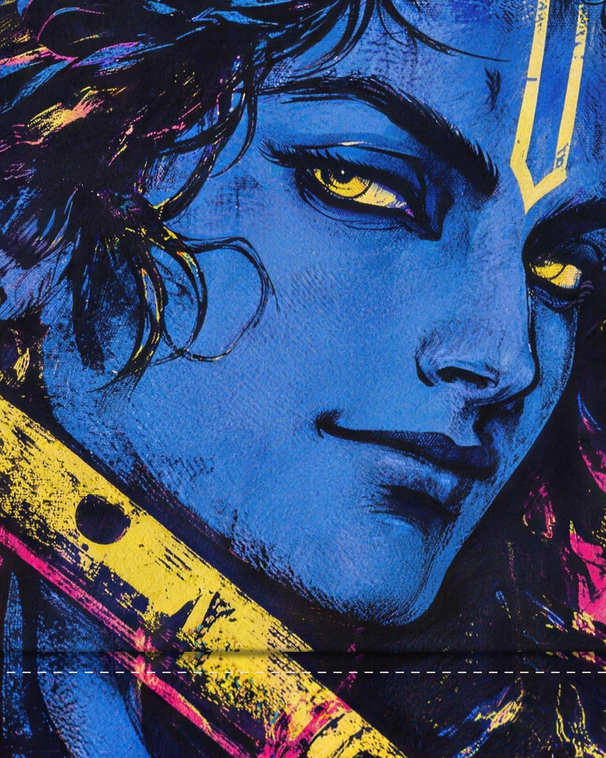 Trust The Process – Krishna tapestry, fabric close-up