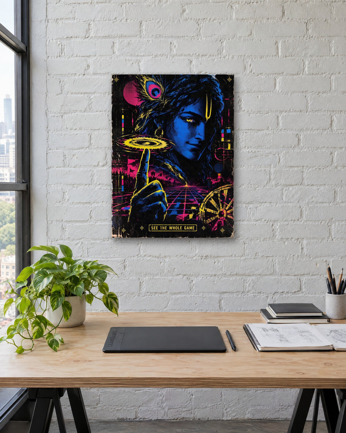 See The Whole Game – Krishna canvas, canvas in a second room