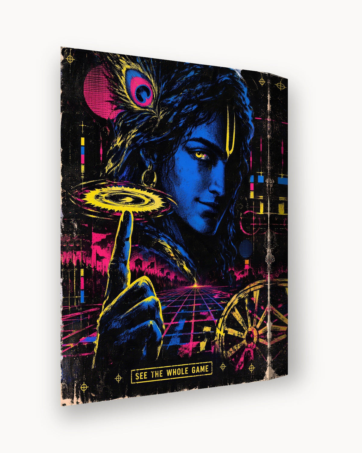 See The Whole Game – Krishna canvas, canvas edge close-up