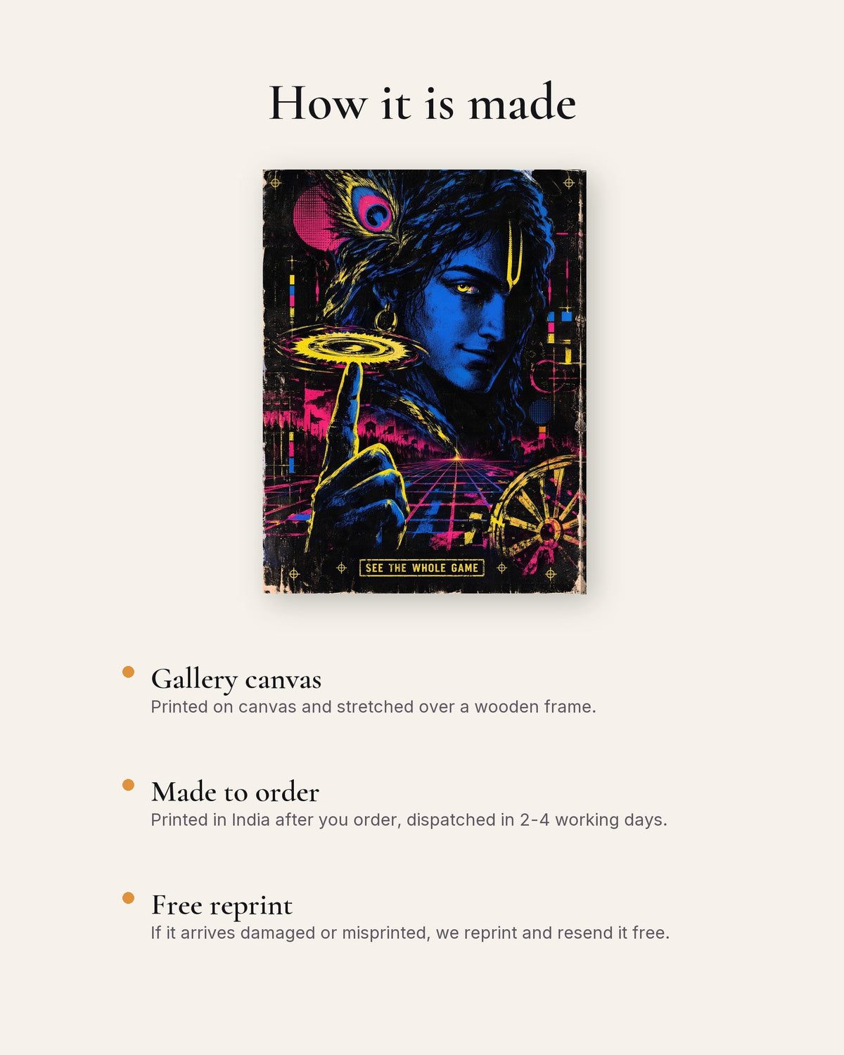 See The Whole Game – Krishna canvas, how the canvas is made