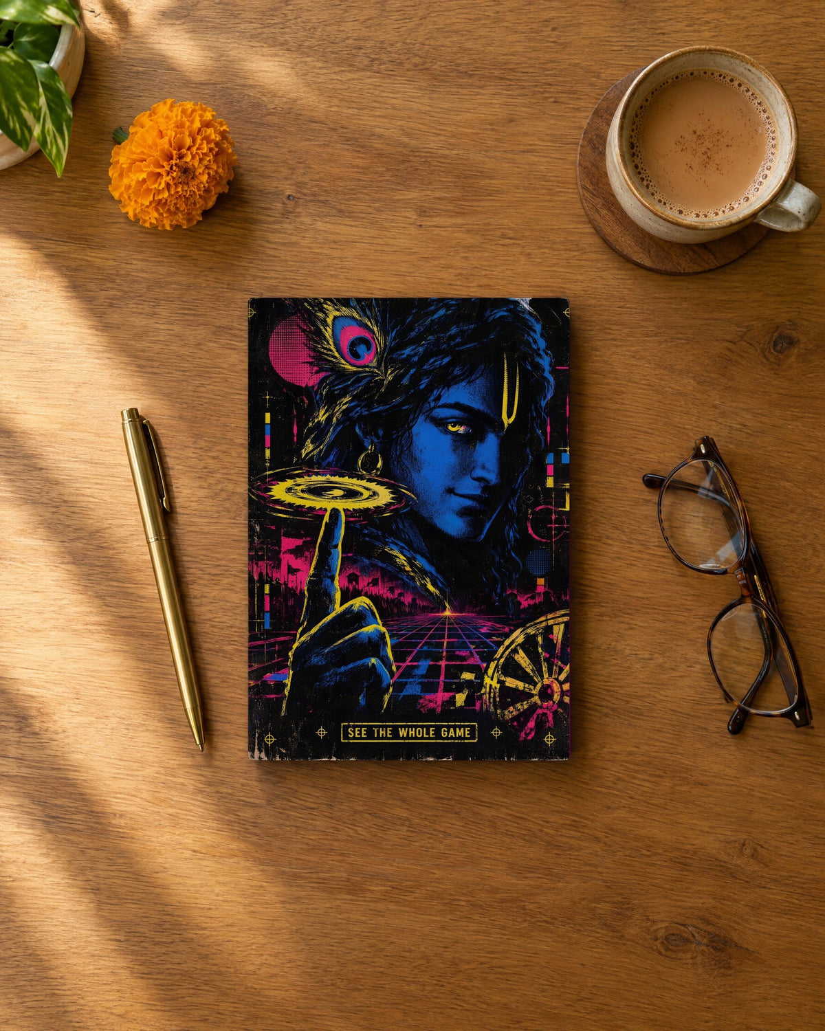 See The Whole Game – Krishna notebook, notebook on a desk