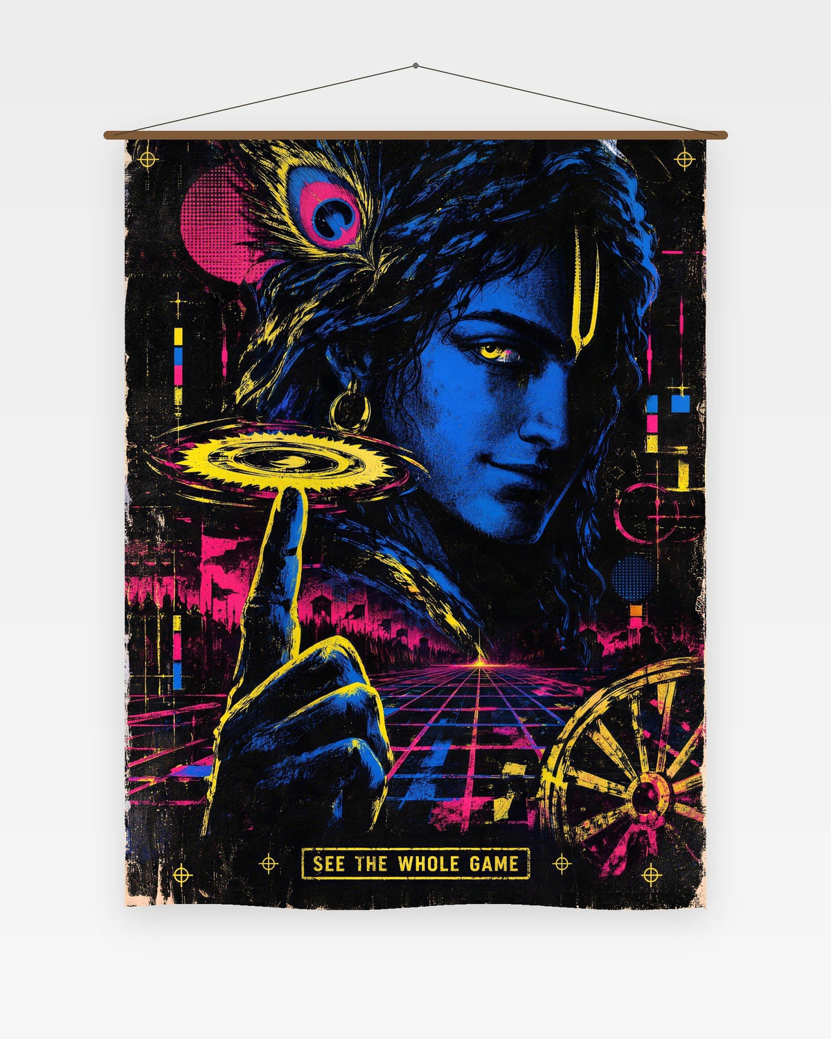 See The Whole Game – Krishna tapestry, wall tapestry