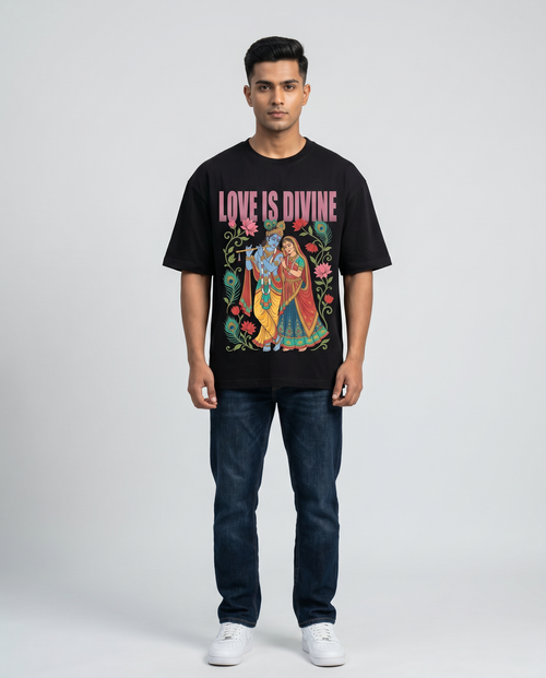 Model wearing Master Yourself Shiva oversized tee