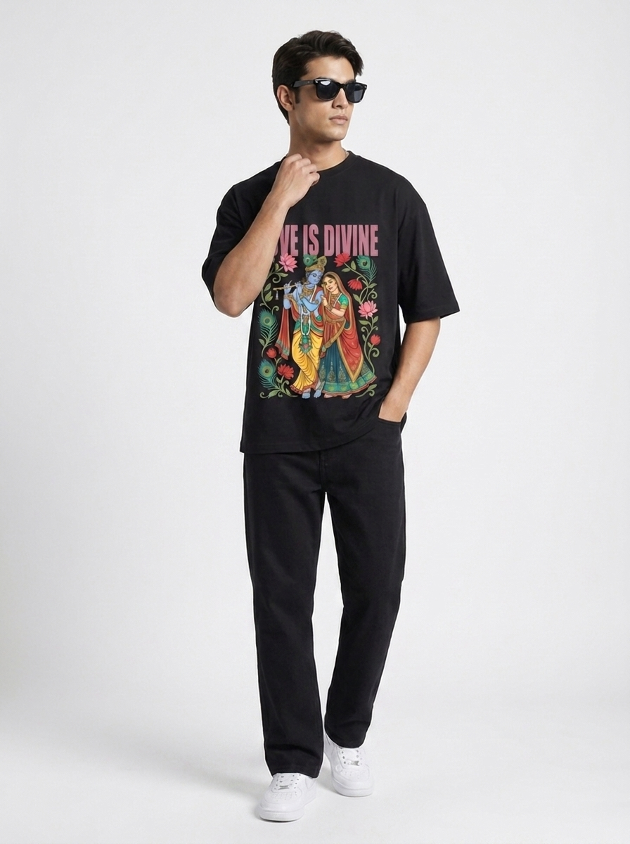 Love Is Divine tee - lifestyle with sunglasses