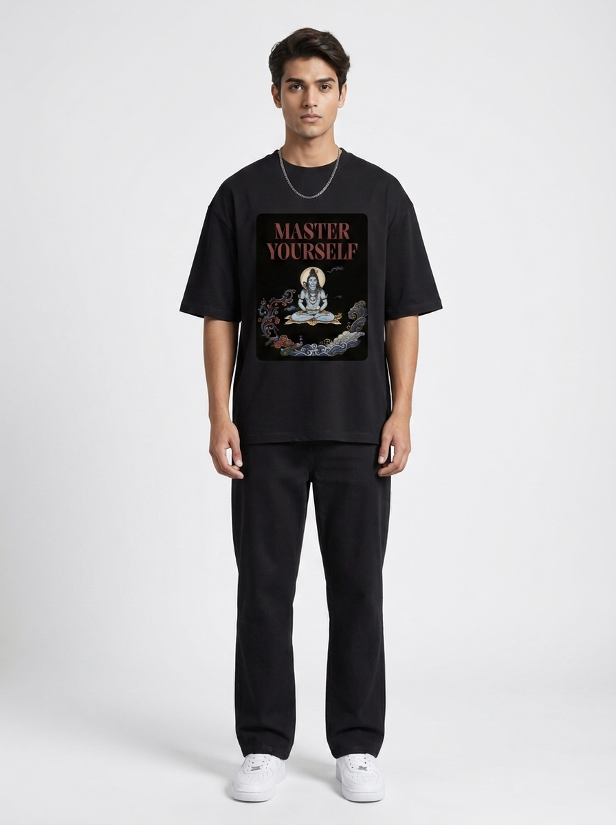 Master Yourself Shiva oversized black tee - front