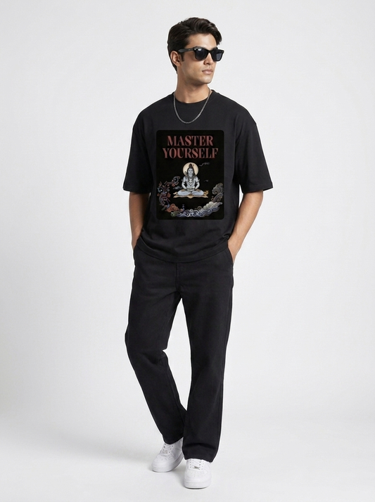 Master Yourself Shiva tee - lifestyle with sunglasses