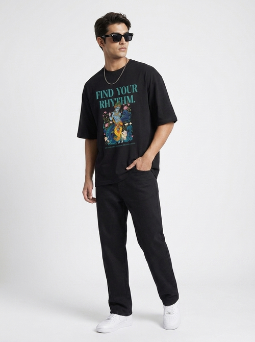 Find Your Rhythm Krishna tee - back with Devotee wordmark
